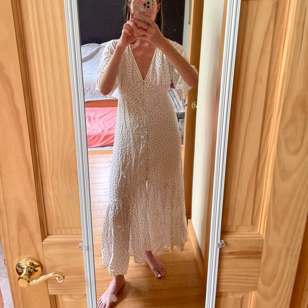 Billabong White Polka Dot Midi Dress - Picture 4 of 8